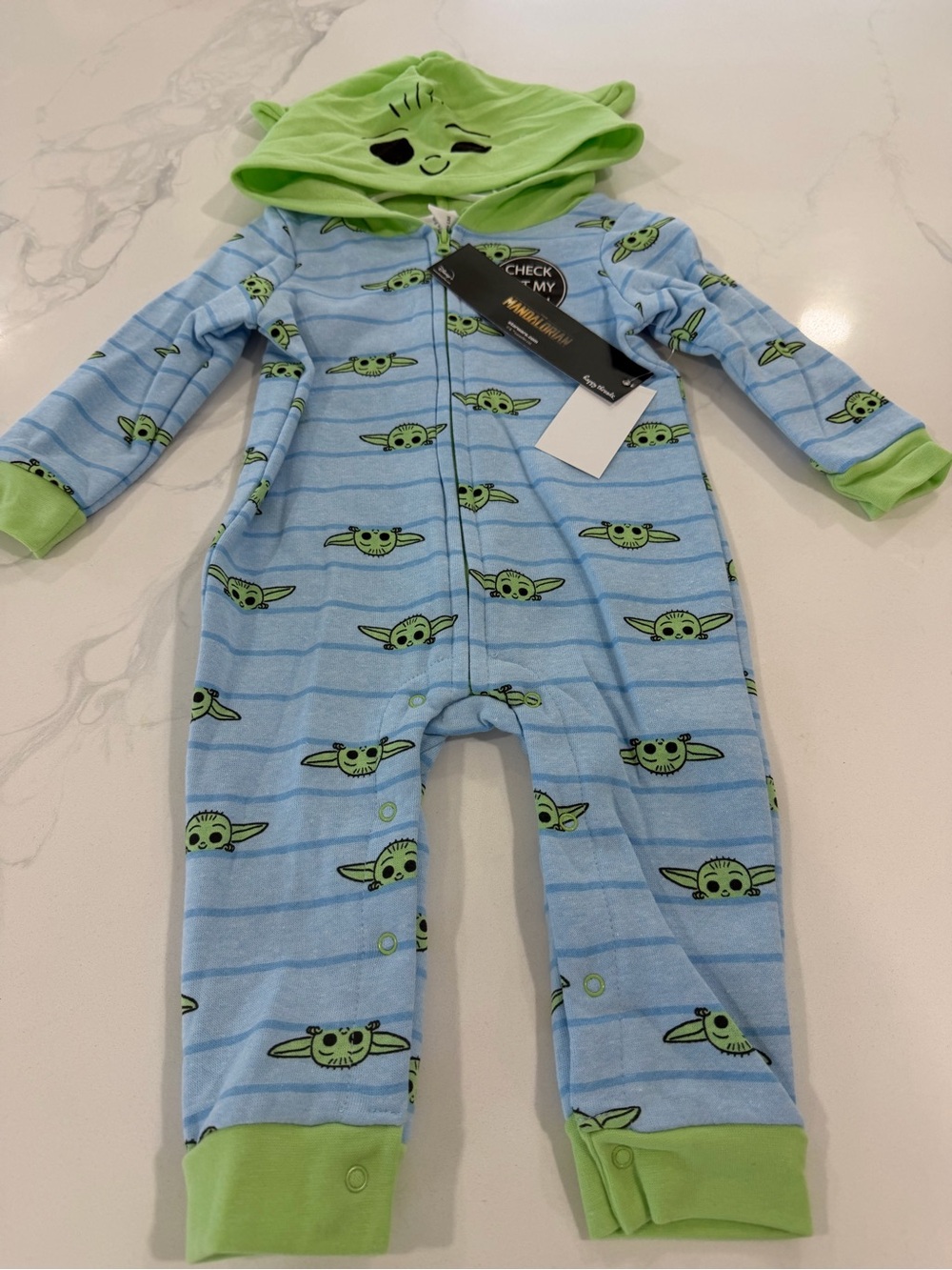 Star Wars Blue and Green Baby Yoda Hooded Footie